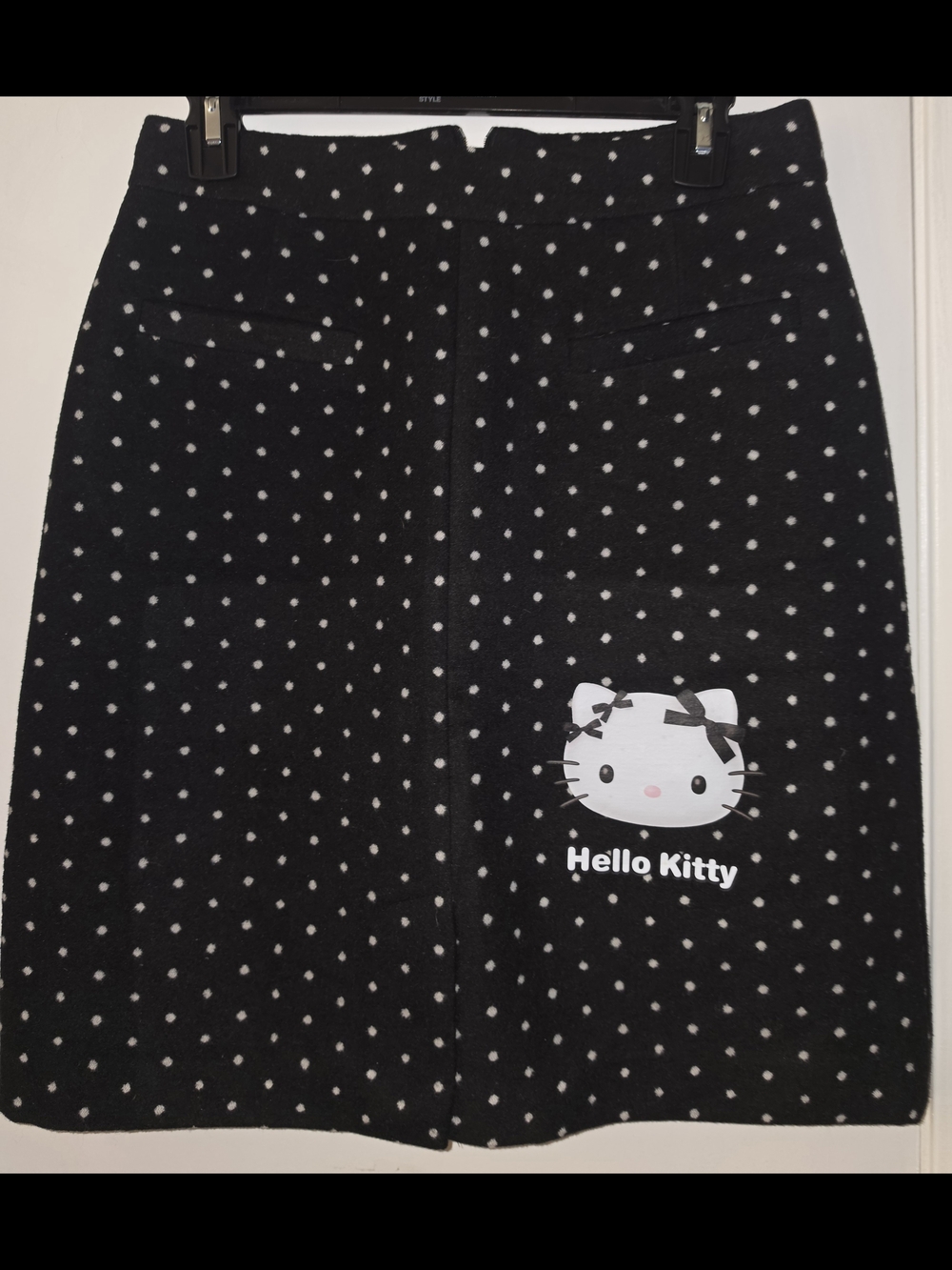 Hello Kitty Black Polka Dot Pencil Skirt with Character Patch